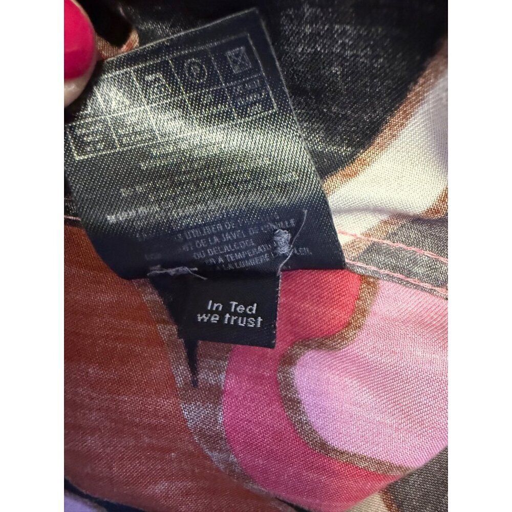 Ted Baker London Mens 16.5 42 Long Sleeve Cotton Shirt Multicolor Abstract Print - Picture 4 of 8